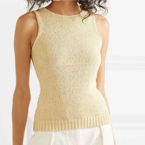 Theory Top Sleeveless Shell Merletto Tank Scoop Knit Fisherman Casual Chic Large - Picture 1 of 10